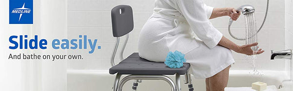 Medline Knockdown Transfer Bath Bench with Back and Microban Antimicrobial Protection