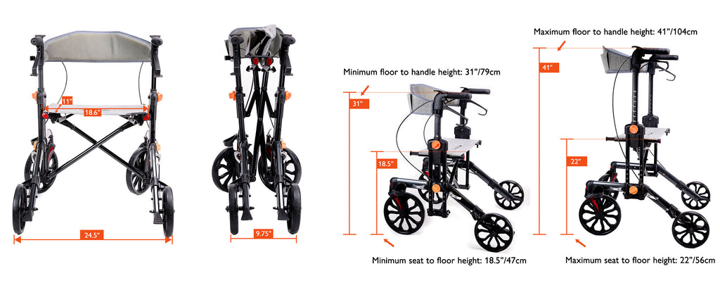 Cobb healthcare stride rollator dimensions