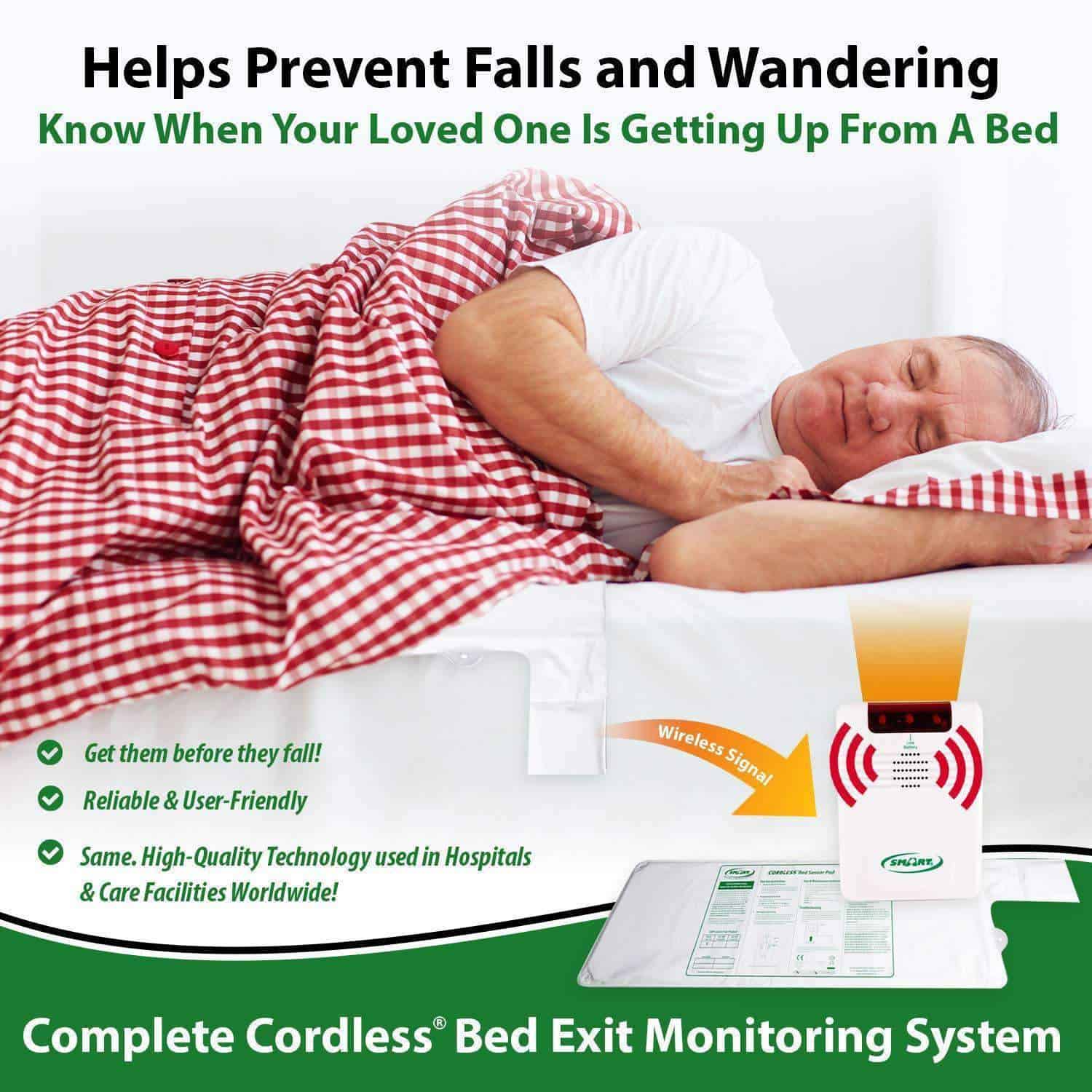 Smart Caregiver Cordless Bed Exit Monitoring System Alarm With Bed Pressure Sensing Pad Help 4584