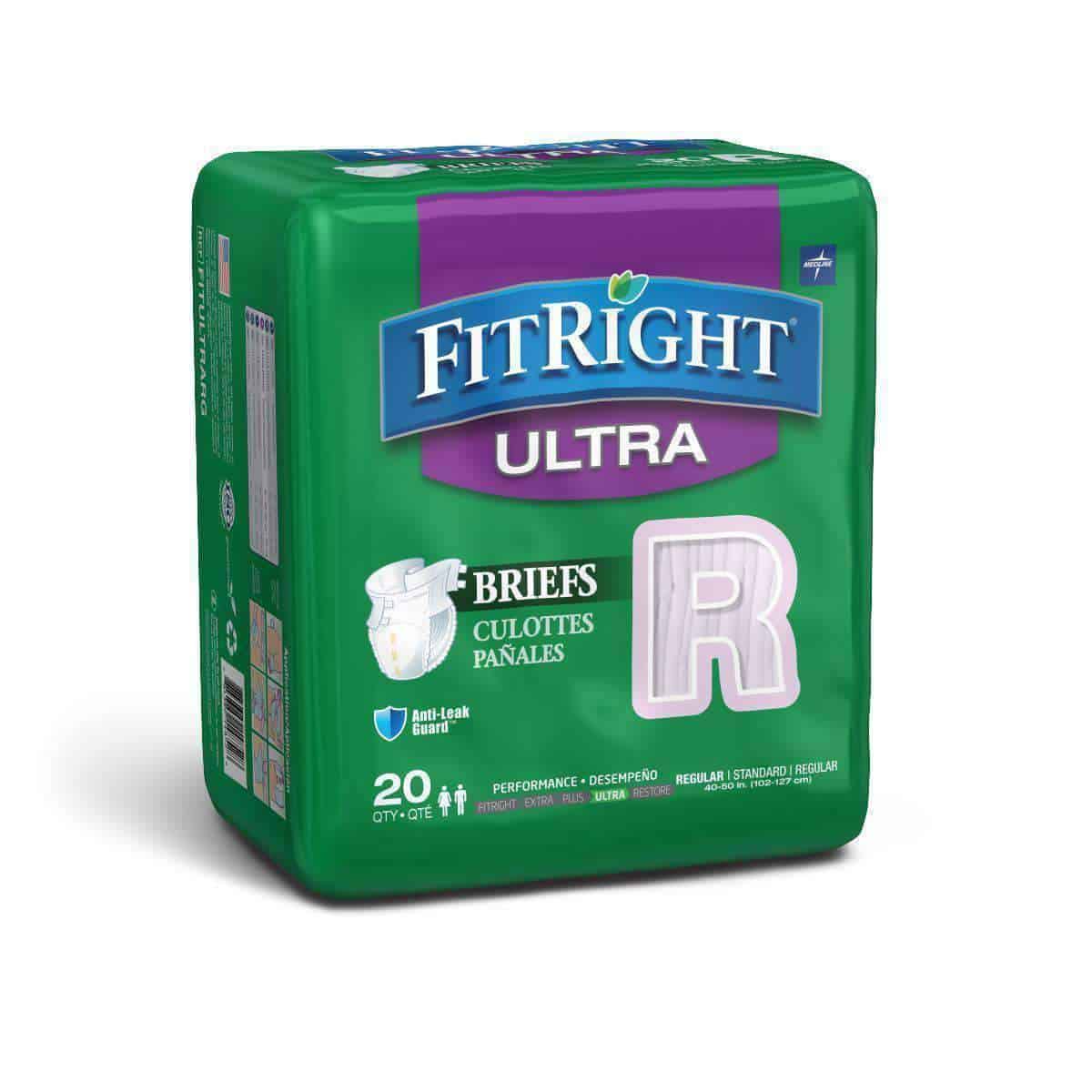 FitRight Ultra Adult Diapers Disposable Incontinence Briefs with Tabs ...