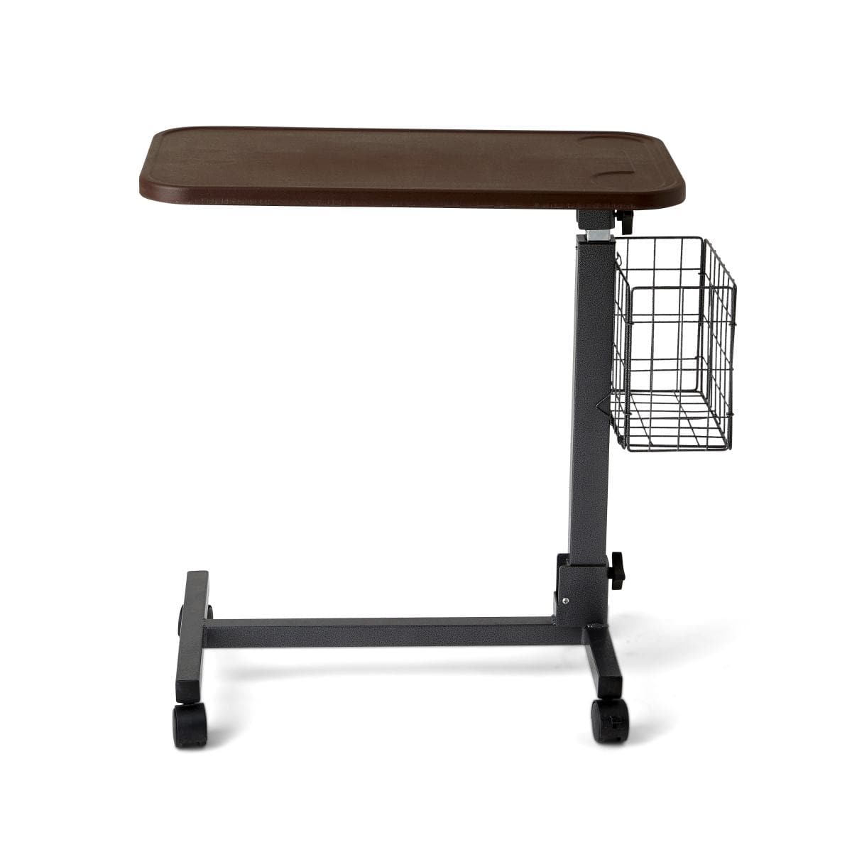 Medline Folding Flat Overbed Table with Basket