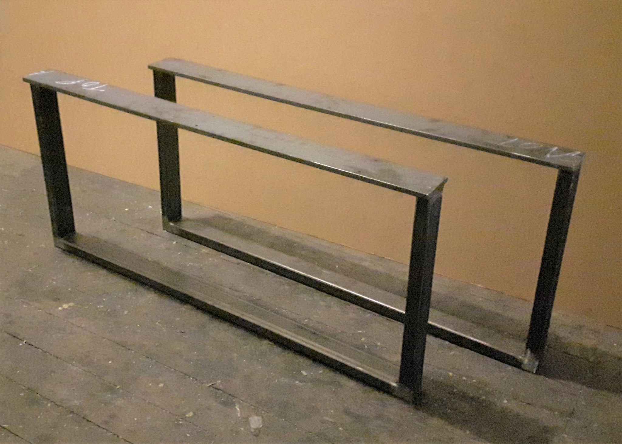 raw steel bench legs