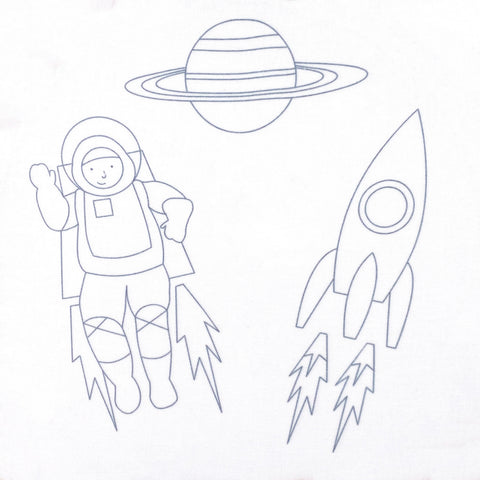 Saturn, astronaut and planet embroidery transfers