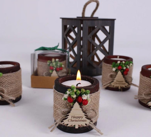 Personalized Christmas Rustic Candle Favors