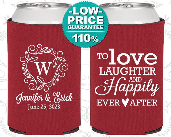 Love Laughter and Happily Ever After Personalized Cork Coaster Wedding  Favors for Guests 