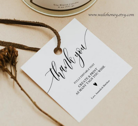 Printable Wedding Favor Tags, Thank You Gift Tags, Minimalist Bridal Shower  Favor, Wedding Thank You Tags, Editable Text, DIY, 