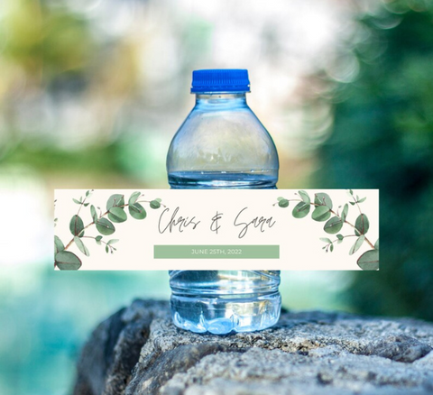 25 Custom Water Bottle Labels, Tropical Wedding Water Bottle Labels