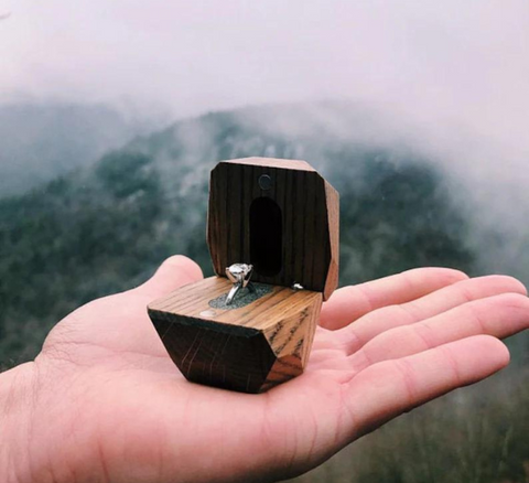 Wedding Ring Box- Engagement Ring Box- Rustic Wood - Mini Ring