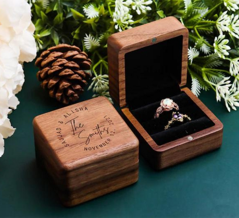 Handmade Walnut Wood Ring, Wood Ring, Engraved ring, monogram India | Ubuy