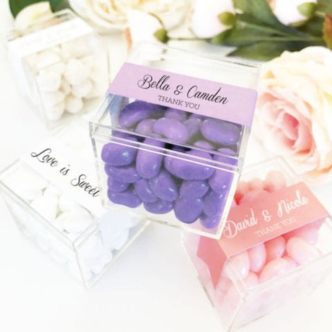 50 PCS Wedding Guest Favors Marble Pink Candy Box with Faux Flower