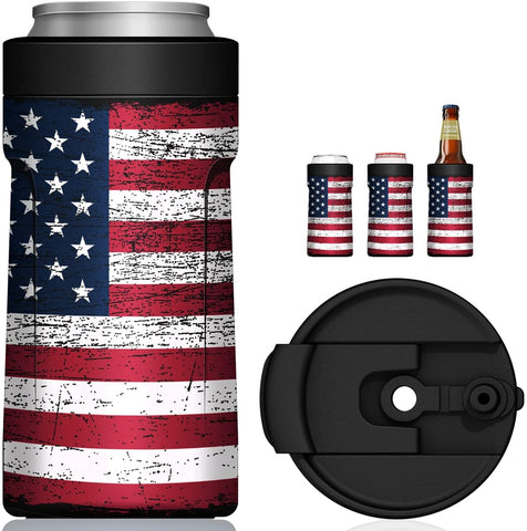 Fourth of July America koozie fits all Slim seltzer cans, regular beer soda  can koozie, beer bottle koozie, flag koozie, all in one koozie