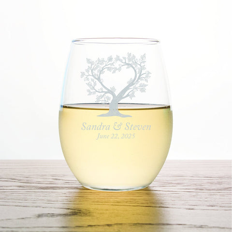 personal wedding favor stemless wine glass