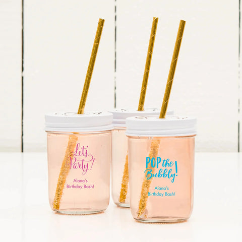 Personalized Reusable Metal Straw Set, Custom Party Favors