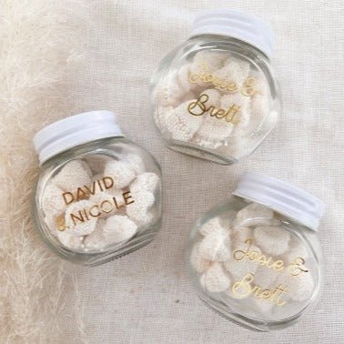 Personalized Metallic Foil Glass Jar with Swing Top Lid - Baby MINI - Nice  Price Favors