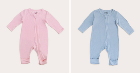 Pink and Blue Bamboo Long Sleeve Bodysuits | Lovingly Signed