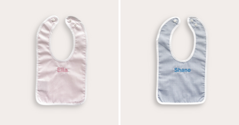 personalised baby bibs by Lovingly Signed