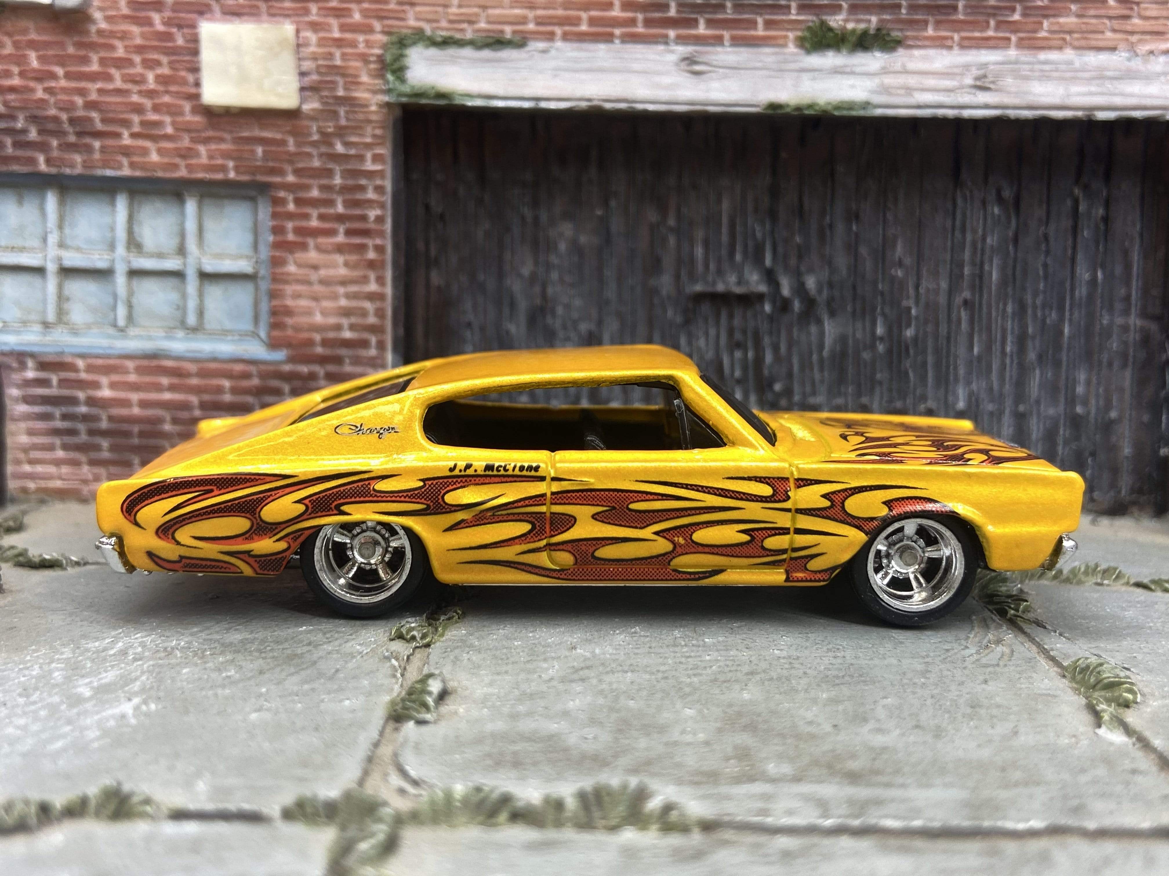 Custom Hot Wheels 1967 Dodge Charger In Yellow With Flames With Chrome |  Muncle Mikes