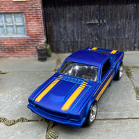 Custom Painted Hot Wheels 1965 Ford Mustang Fastback in Custom Satin Clear Blue With Chrome BBS Wheels With Rubber Tires