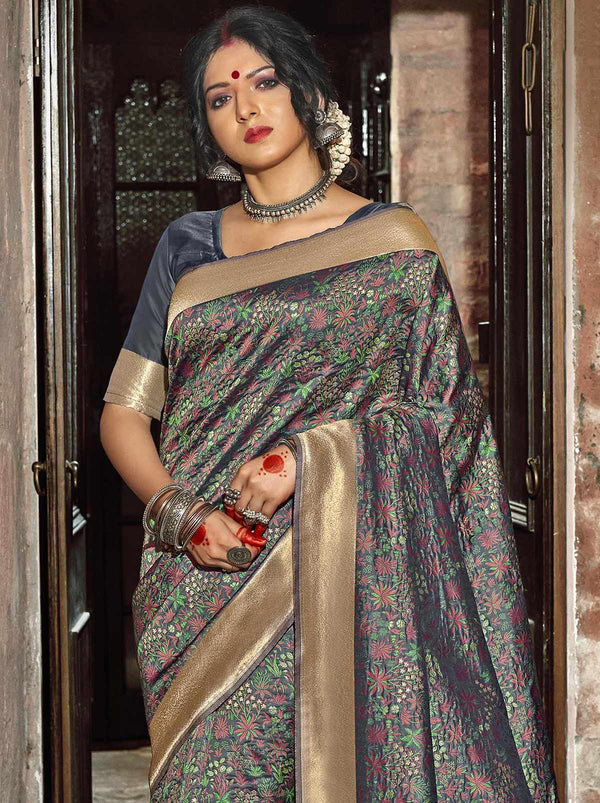 Transparent Cotton Grey Colour Saree, Gracious Grey