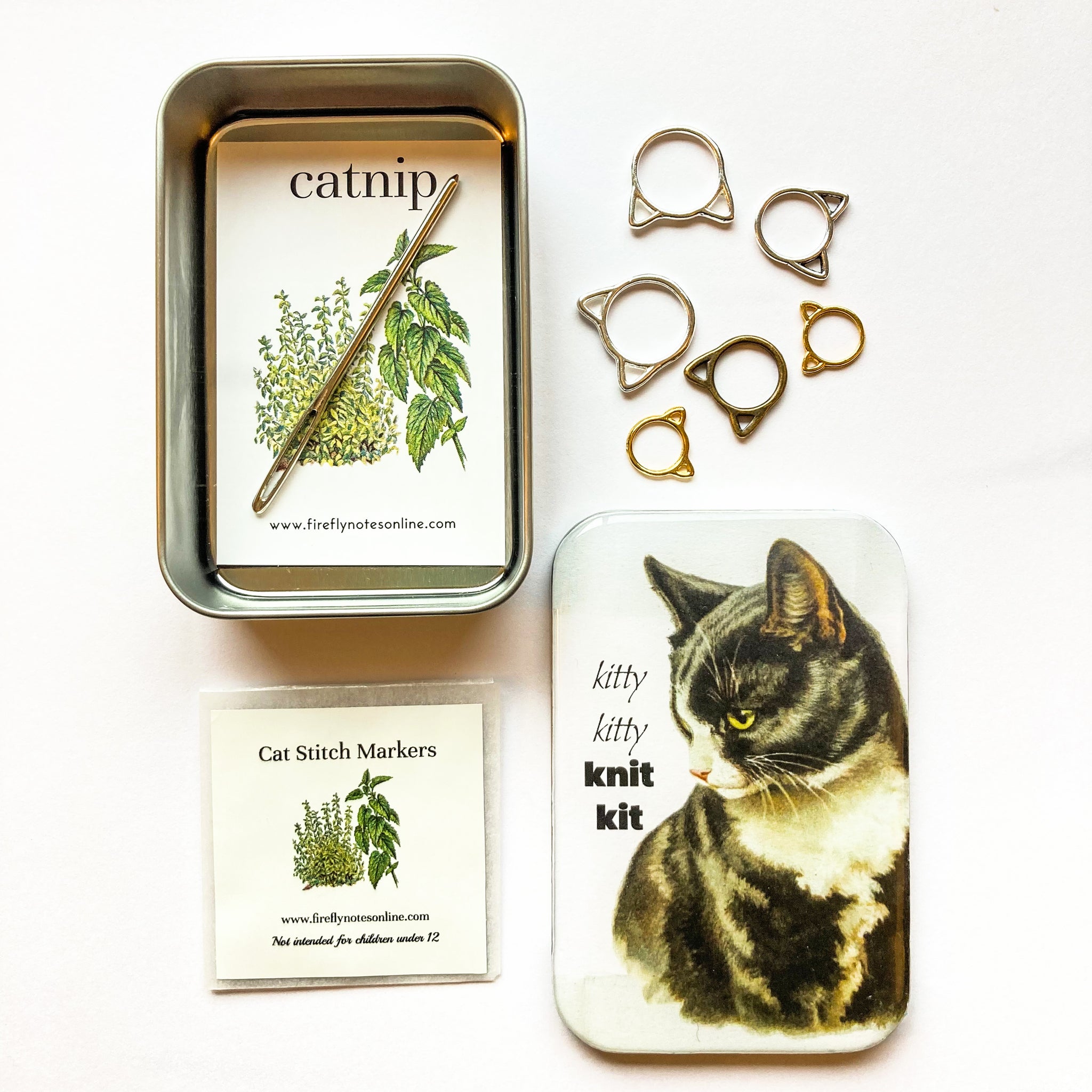 Cat Tin, Knitting notions tin - Firefly Notes