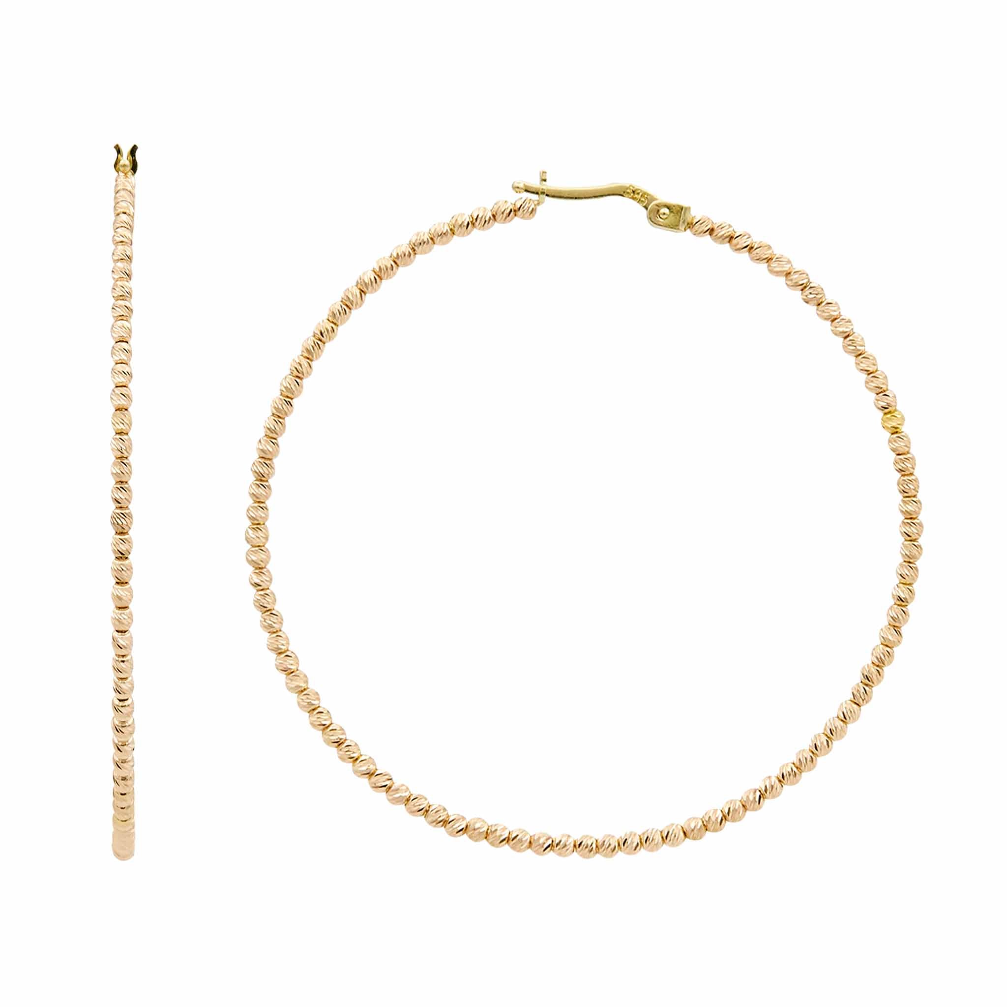 gold hoop earrings with diamond balls