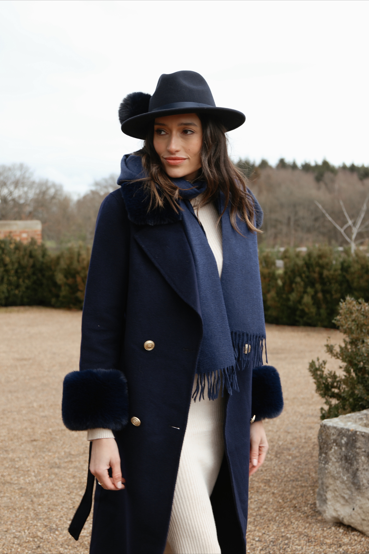 Goodwood Pom Pom Fedora Navy