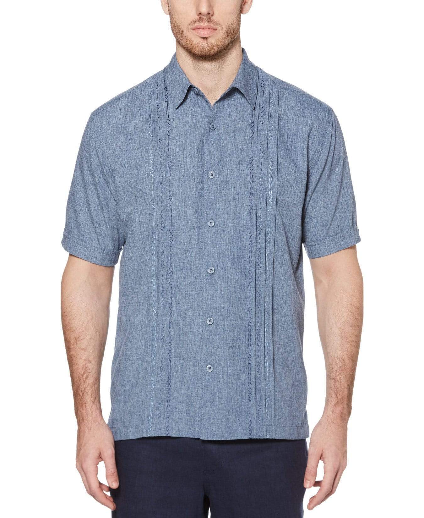 Cubavera Men's Big And Tall Embroidered Panel Short Sleeve Shirt