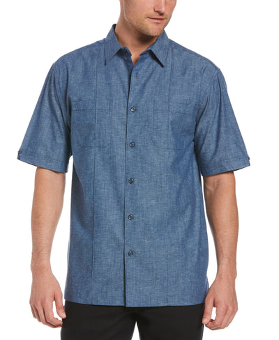 Two-Pocket Pintuck Shirt-Casual Shirts-Estate Blue-M-Cubavera