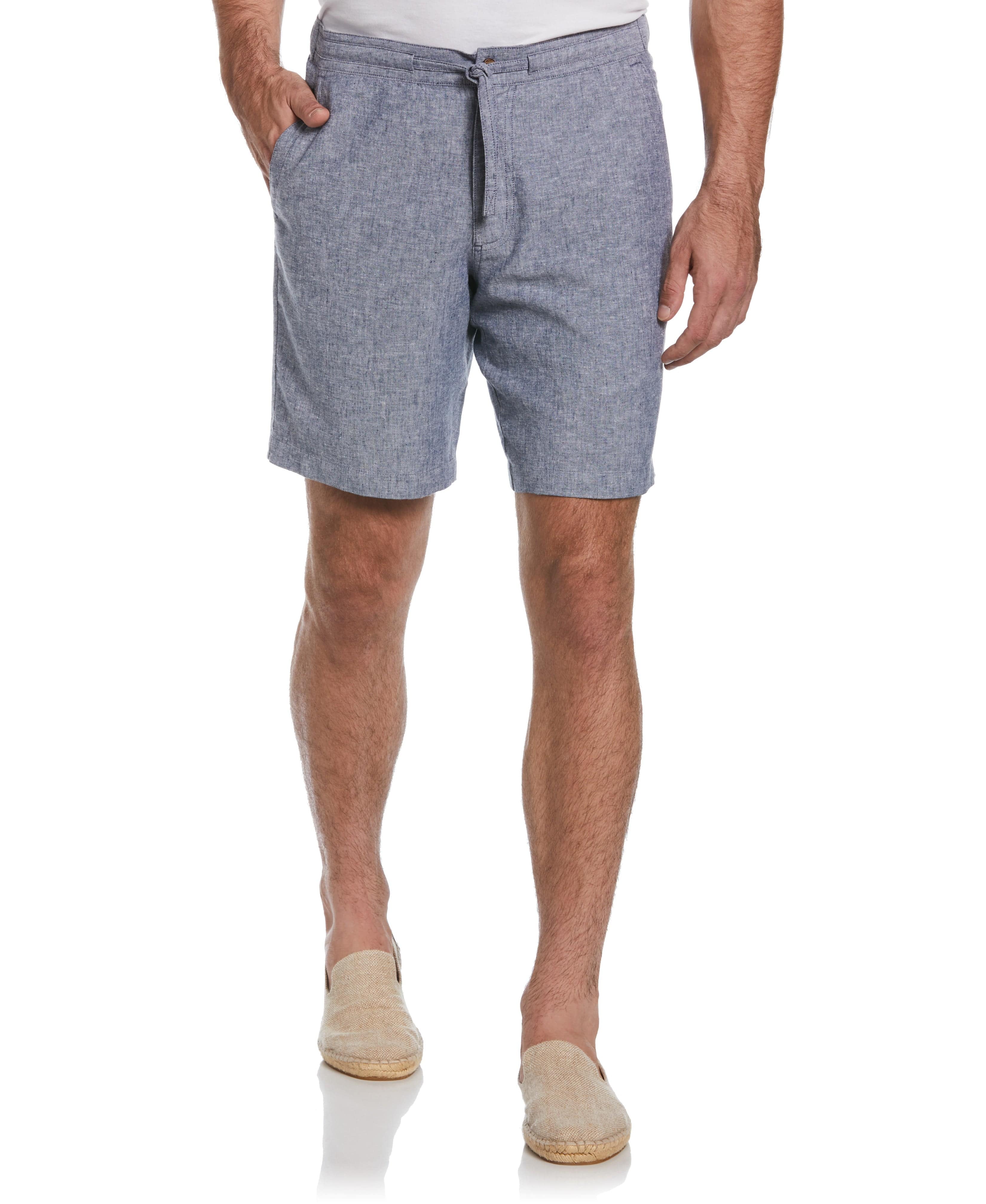 Cubavera Men's Linen Blend Pull-on Drawstring Cargo Shorts In Silver Lining