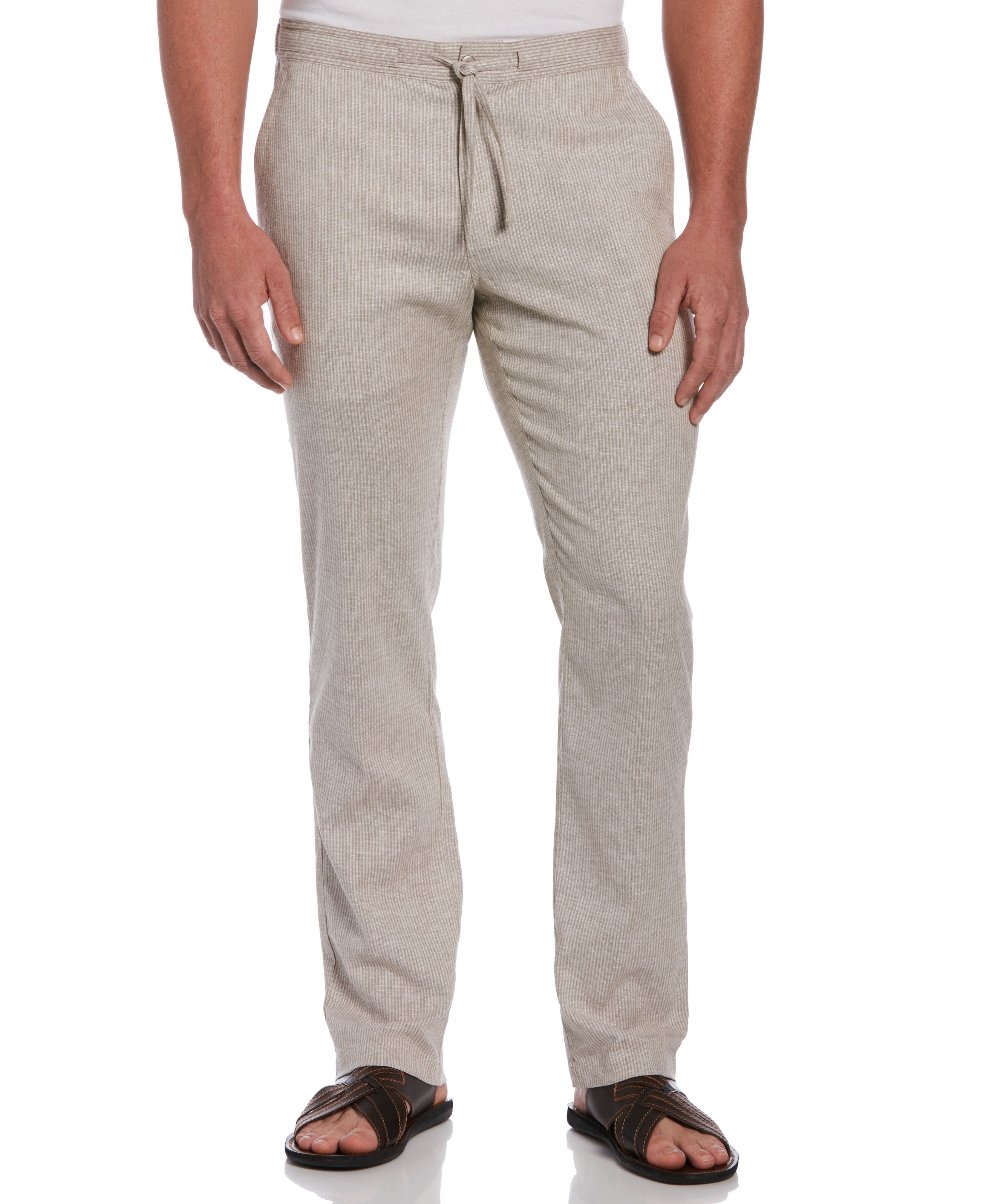 Linen-Blend Drawstring Pants