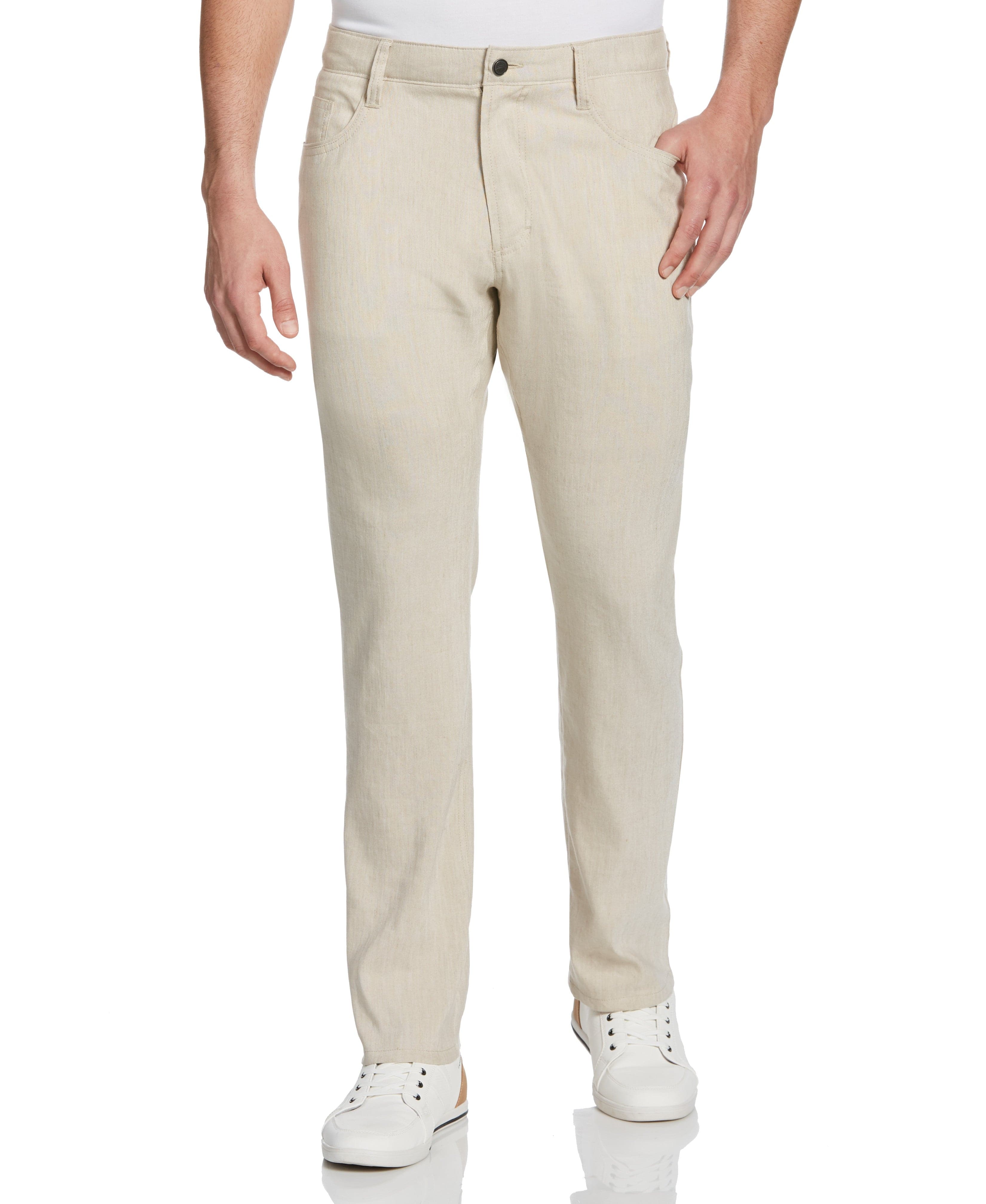 Breathable Natural Linen Pants for Men, Light Pants With Elastic