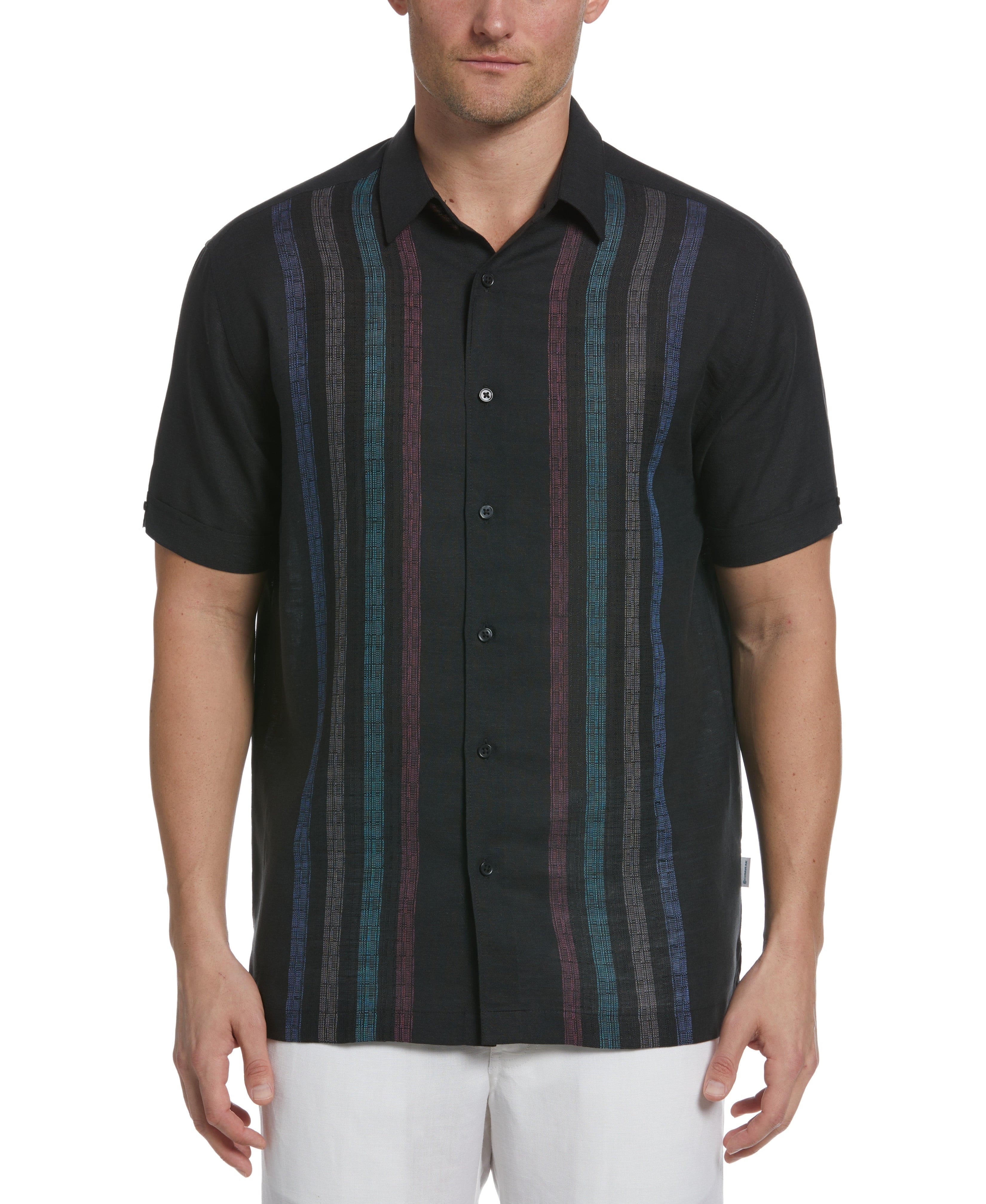 Linen Blend Yarn Dye Panel Shirt | Cubavera