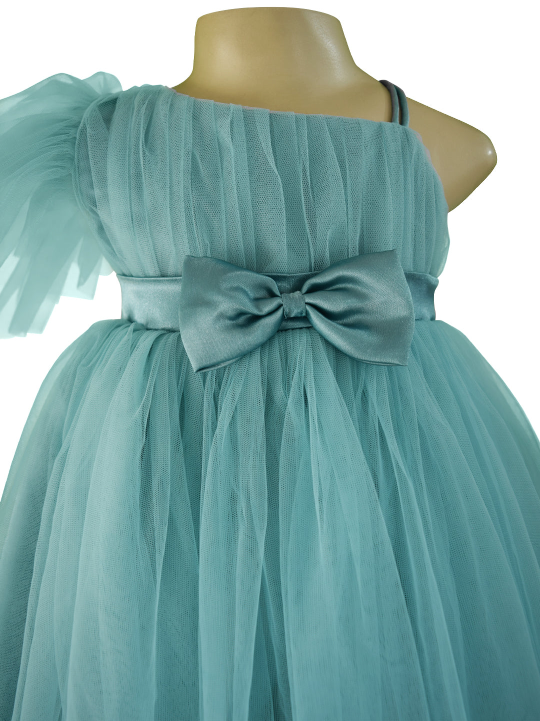 Baby Girl Dress | Faye Aegean Teal One Shoulder Dress - faye