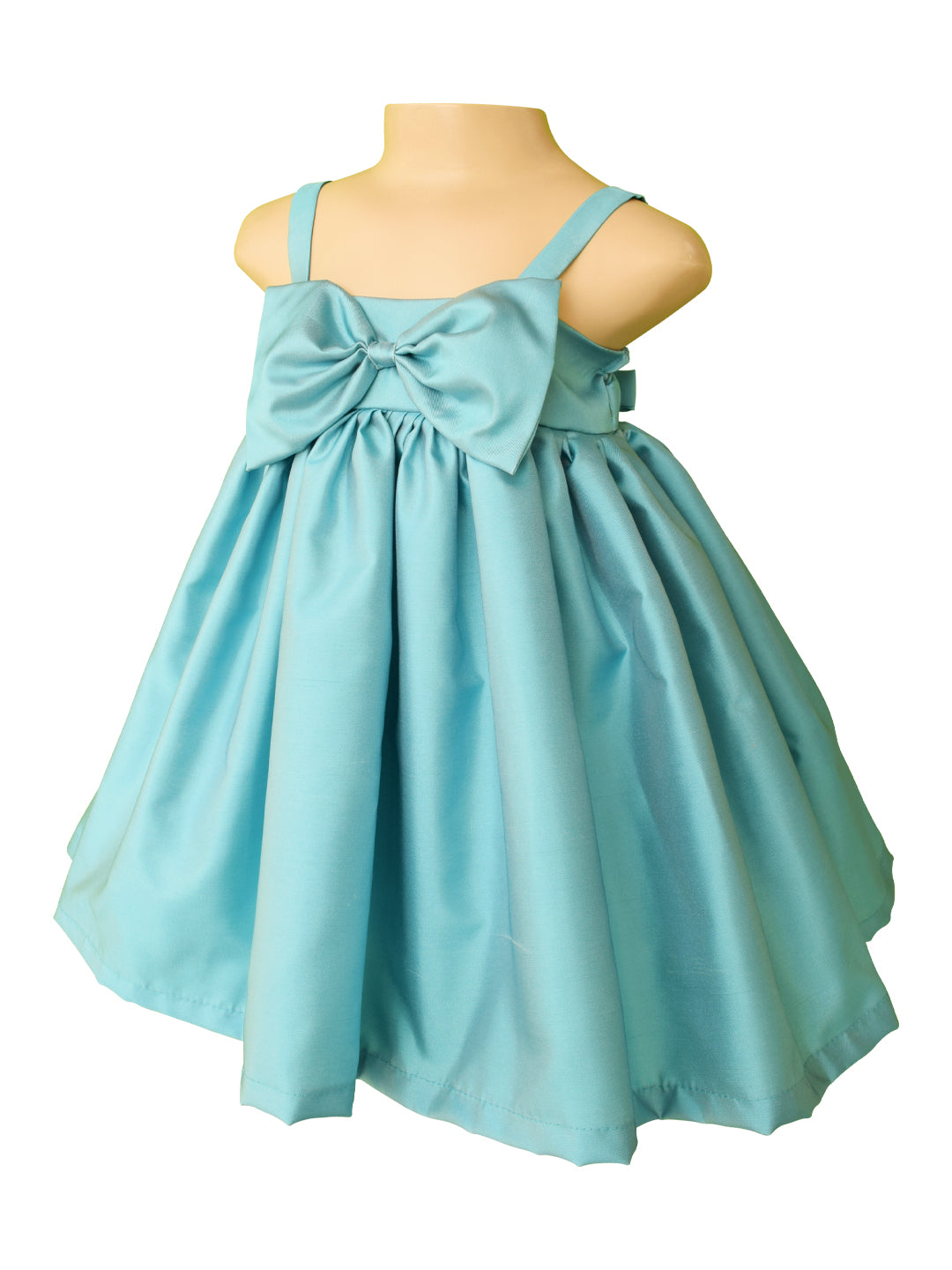 Baby Girl Dresses | Faye Blue Satin Big Bow Dress - faye