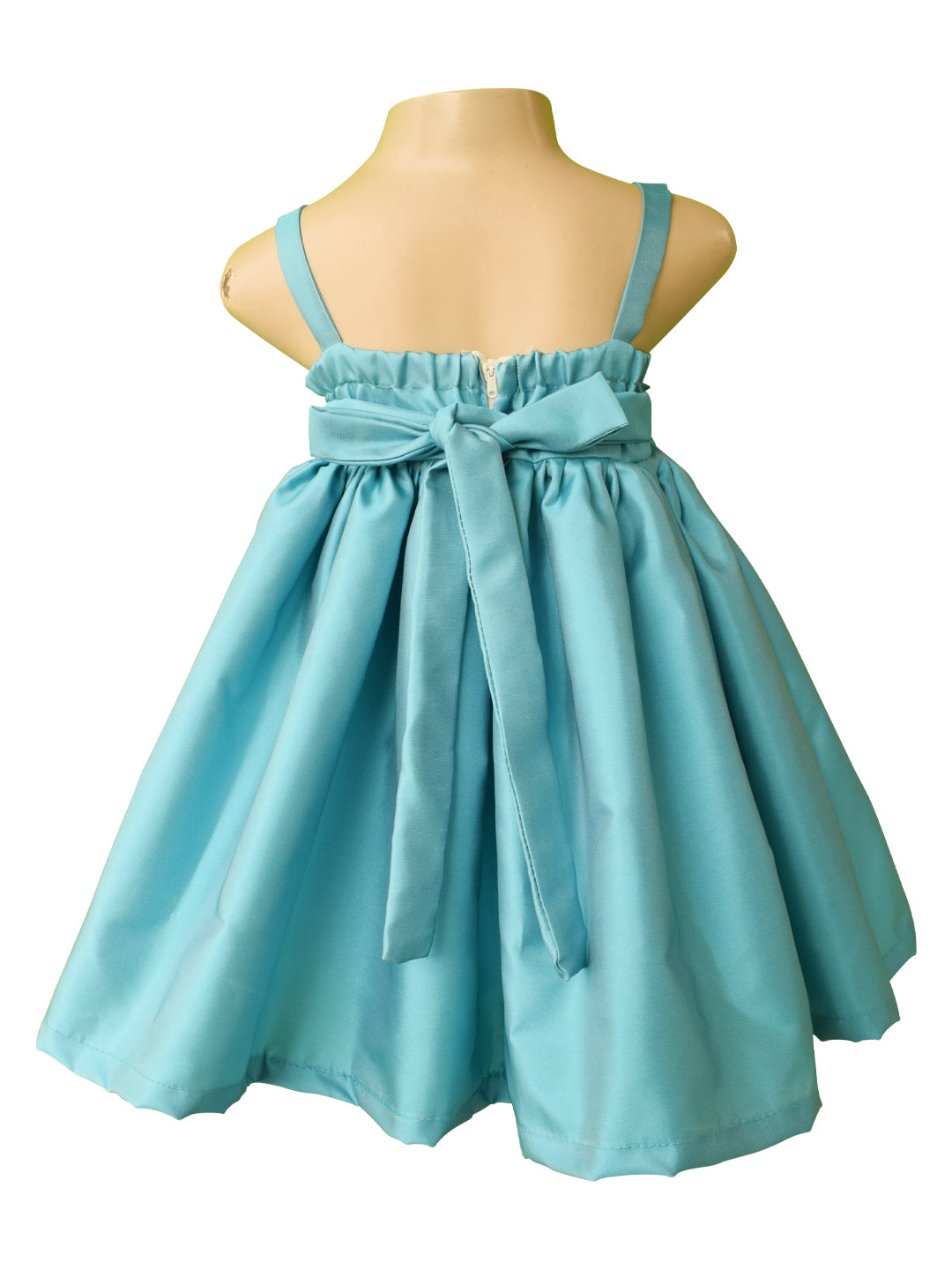 Baby Girl Dresses | Faye Blue Satin Big Bow Dress - faye