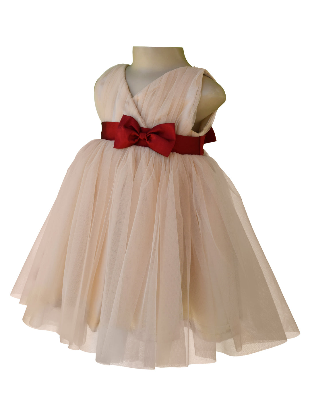 Baby Girl Dress | Faye Champagne V-Neck Dress - faye