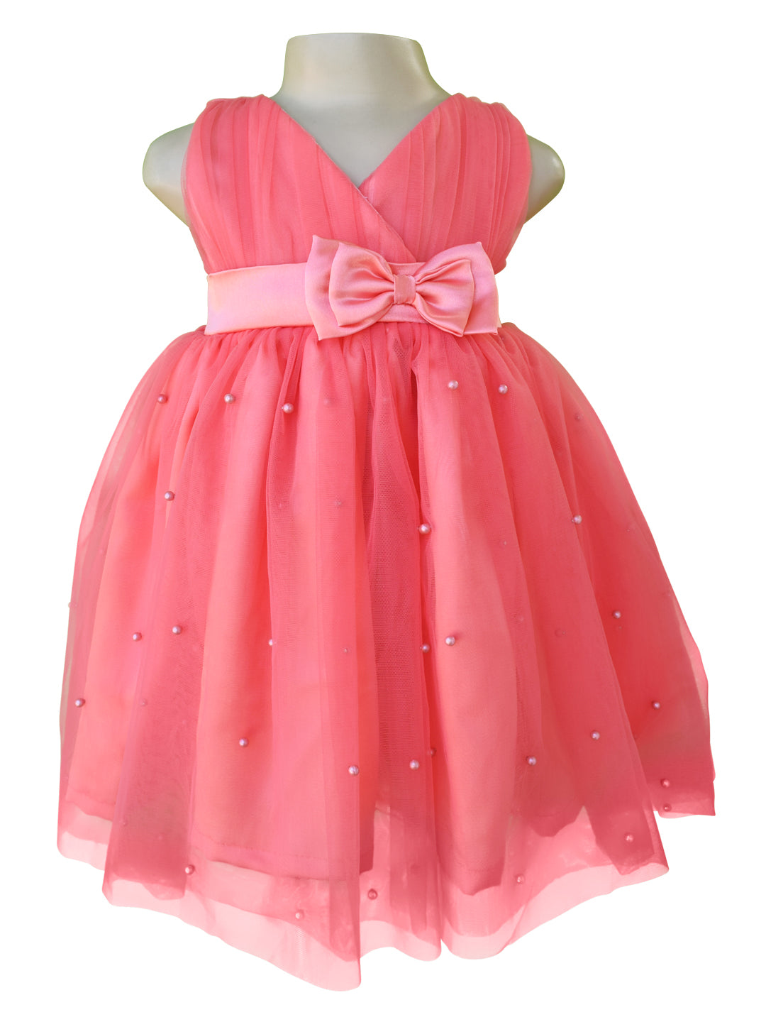 Baby Girl Dress | Faye Coral Pearl Dress - faye