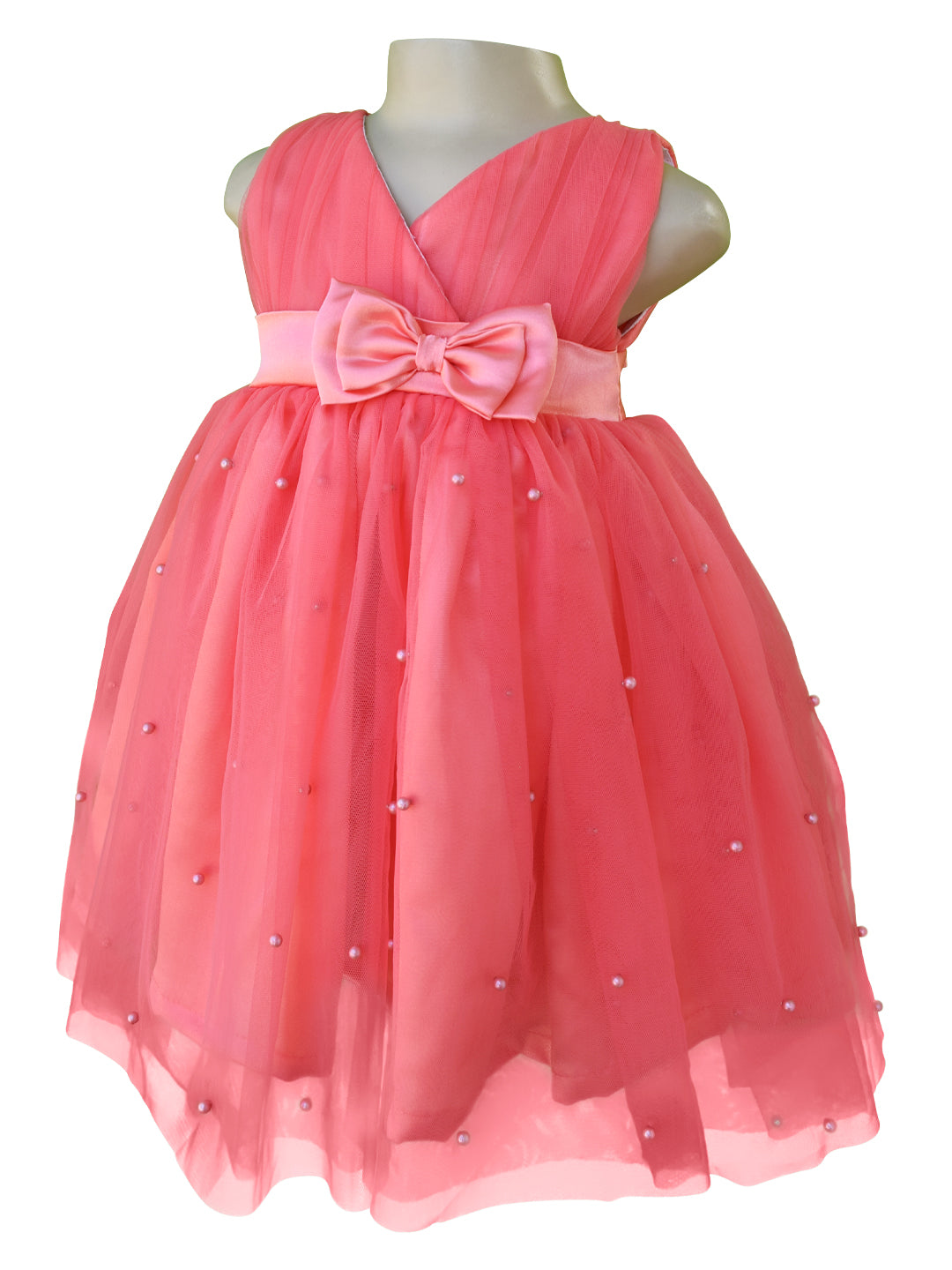 Baby Girl Dress | Faye Coral Pearl Dress - faye