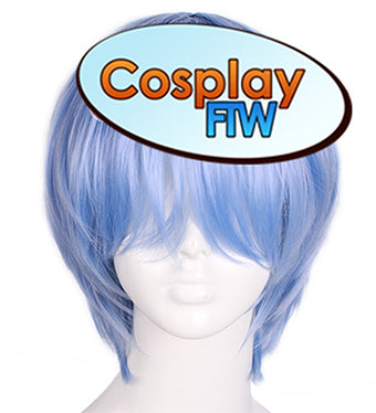 short blue cosplay wig