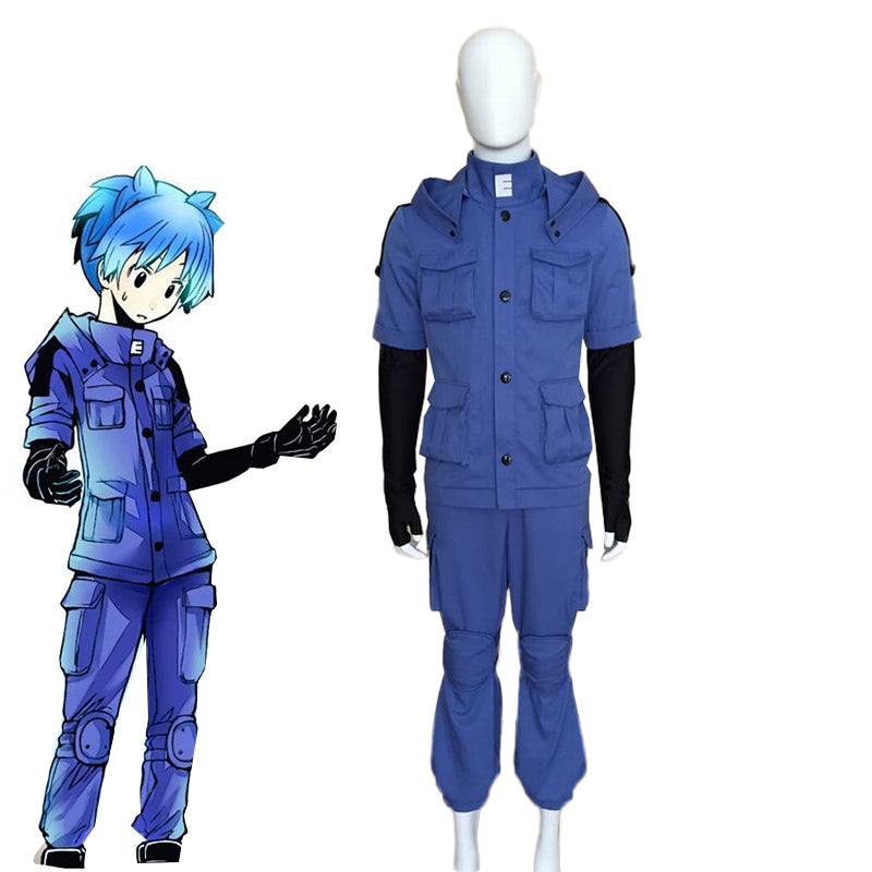 Assassination Classroom Shiota Nagisa Blue Battle Suit Cosplay Costume 