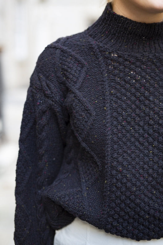 Black Aran Hand-Knit Jumper - STABLE of Ireland