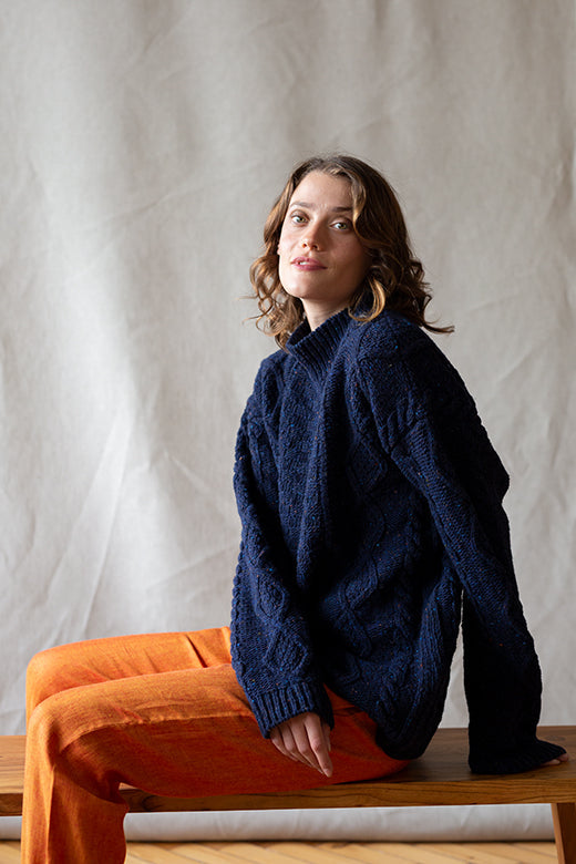 Navy sales aran jumper