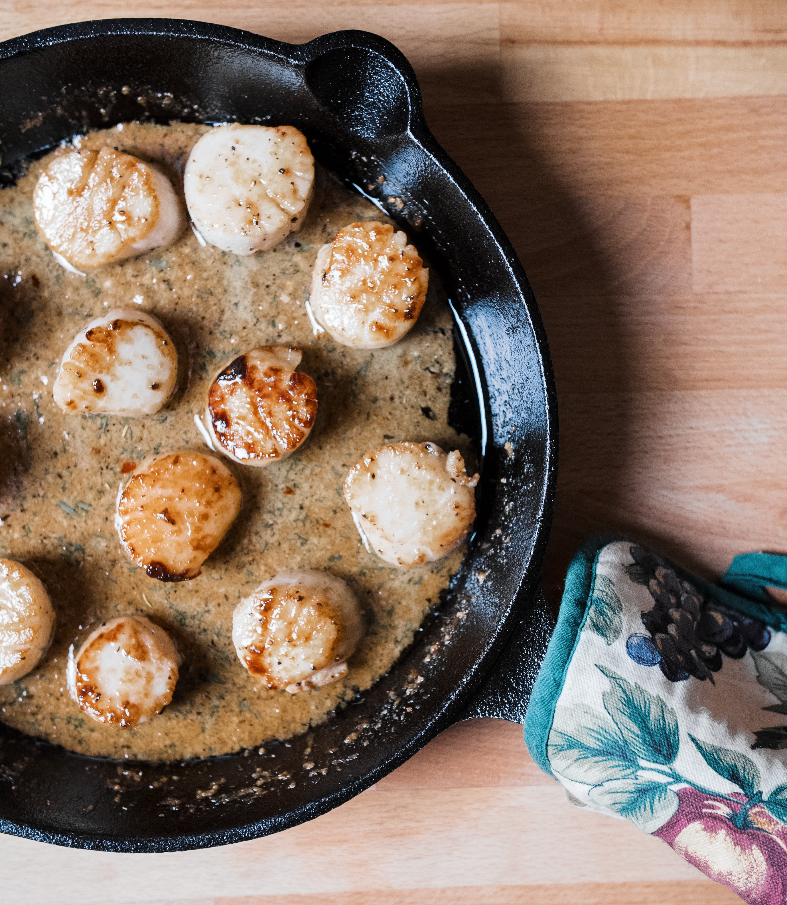 Scallops cooked in a Cast Iron Skillet