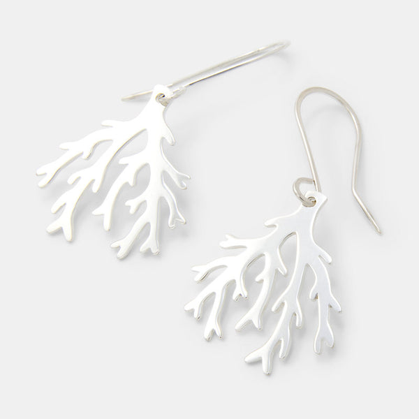 Branch coral silver dangle earrings