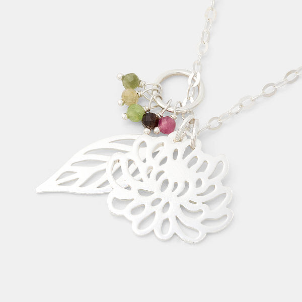 chrysanthemum leaf cluster necklace tourmalines