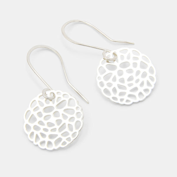 Coral silver dangle earrings