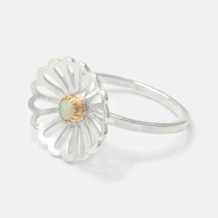 Daisy and opal silver cocktail ring