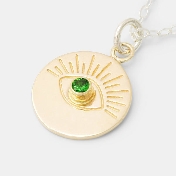 Gold jewellery: evil eye pendant necklace in solid gold