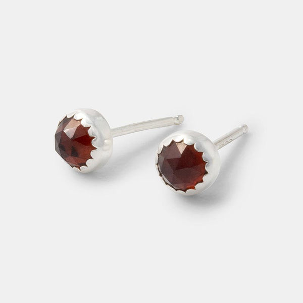 Garnet earrings: sterling silver and rose cut gemstones