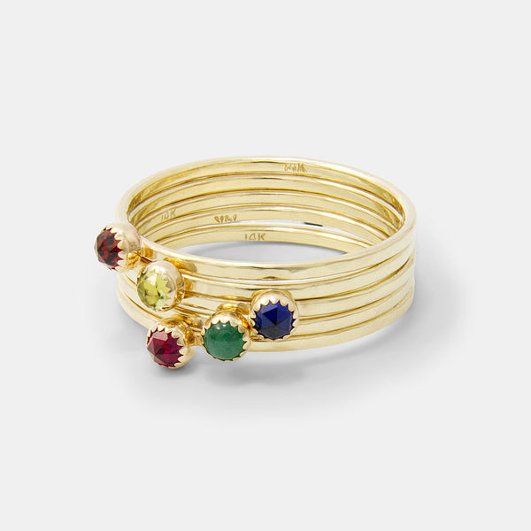 Solid gold birthstone rings